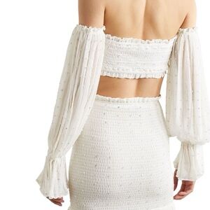Retrofete Cropped Top | women’s Large White Silk Embellished